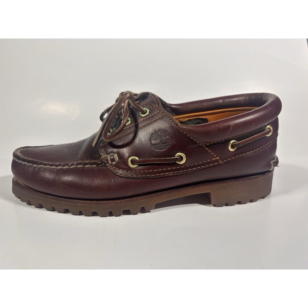 Leather Timberland Classic Heritage 3 Eye Lug Sole Boat Shoes 8W Burgundy Mint
